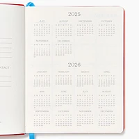 2025-2026 Paper Source Red Leather 18-Month Weekly Desk Planner