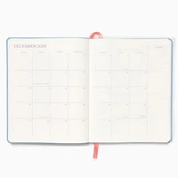 2025-2026 Paper Source Light Blue Leather 18-Month Weekly Desk Planner