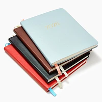 2025-2026 Paper Source Light Blue Leather 18-Month Weekly Desk Planner