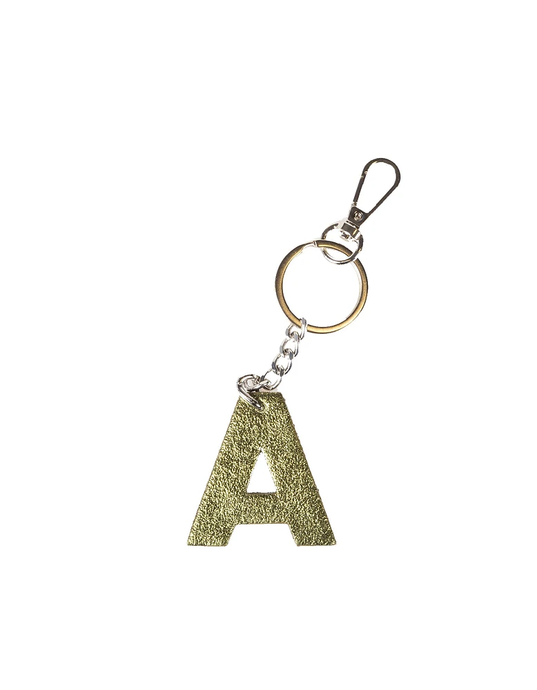 Genuine Leather Keychain in Green A