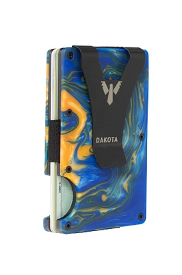 Card Holder Money Clip - Blue/Gold Resin