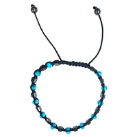 Macrame Bracelet - Blue Turquoise-Onyx
