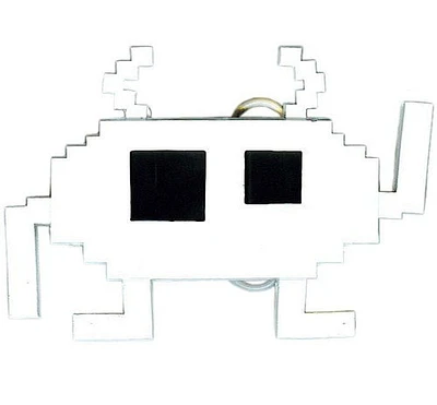 Alien Belt Buckle in White Space Invaders