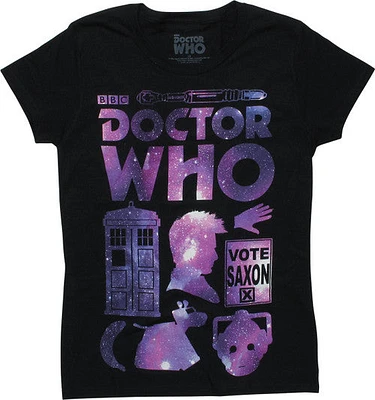 Doctor Who Silhouettes Vote Saxon Juniors T-Shirt