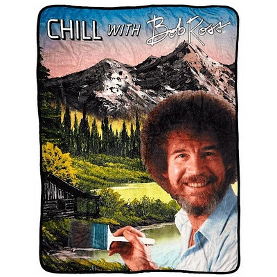 Bob Ross Chill with Bob Ross Fleece Blanket in Yellow