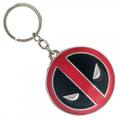 Deadpool Circle Logo Metal Keychain in Red