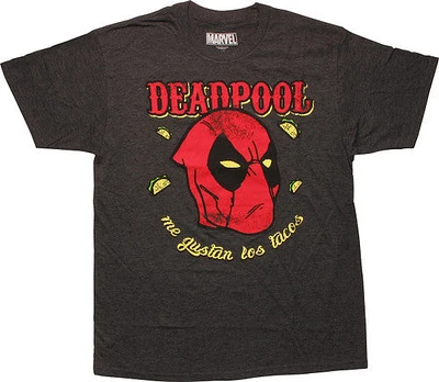 Deadpool Me Gustan Los Tacos Charcoal T-Shirt