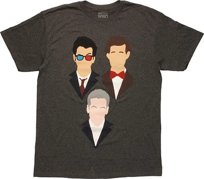 Doctor Who 10th 11th 12th Vector Line-up T-Shirt