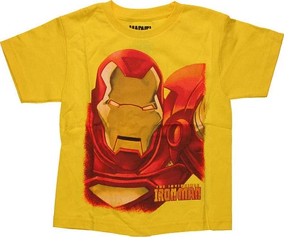 Invincible Iron Man Up Close Yellow Juvenile Shirt