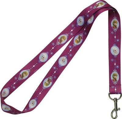 Frozen Elsa and Anna Circle Portraits Lanyard in Purple