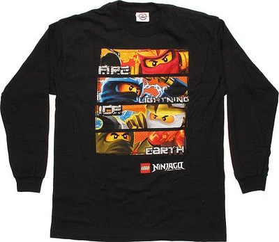 Lego Ninjago Elemental Powers Long Sleeve Youth T-Shirt