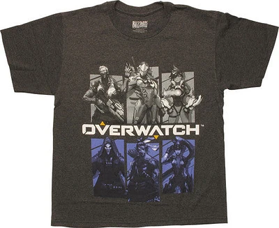 Overwatch Word Six Character Panels Youth T-Shirt