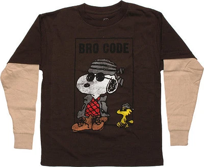 Peanuts Snoopy Bro Code Long Sleeve Youth T-Shirt