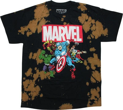 Avengers Hero Group Acid Wash T-Shirt