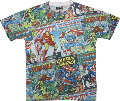 Iron Man Captain America Covers Sublimated T-Shirt