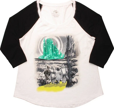 Wizard of Oz Emerald City Raglan Ladies T-Shirt