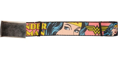 Wonder Woman Name Close Up Face Wide Mesh Belt