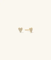 Mini Heart PavÃ© Diamond Stud Earrings