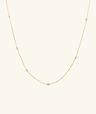 Multi Station Round Diamond Necklace