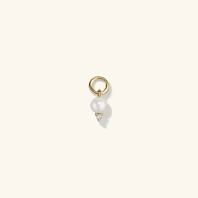 Single Diamond and Pearl Hoop Charm