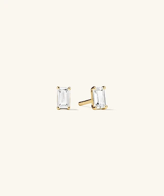 Lab Grown Sapphire Emerald Cut Studs