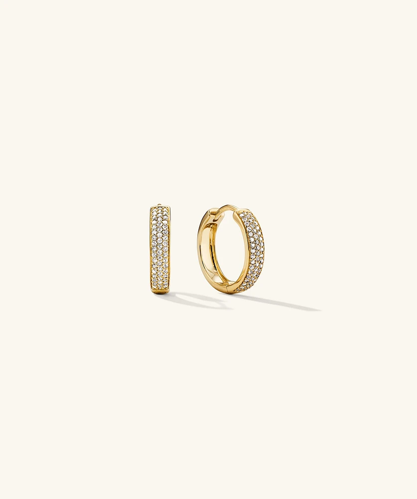 Bold PavÃ© Diamond Small Hoops