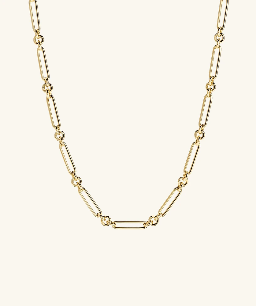 Mixed Link Paperclip Chain Charm Necklace