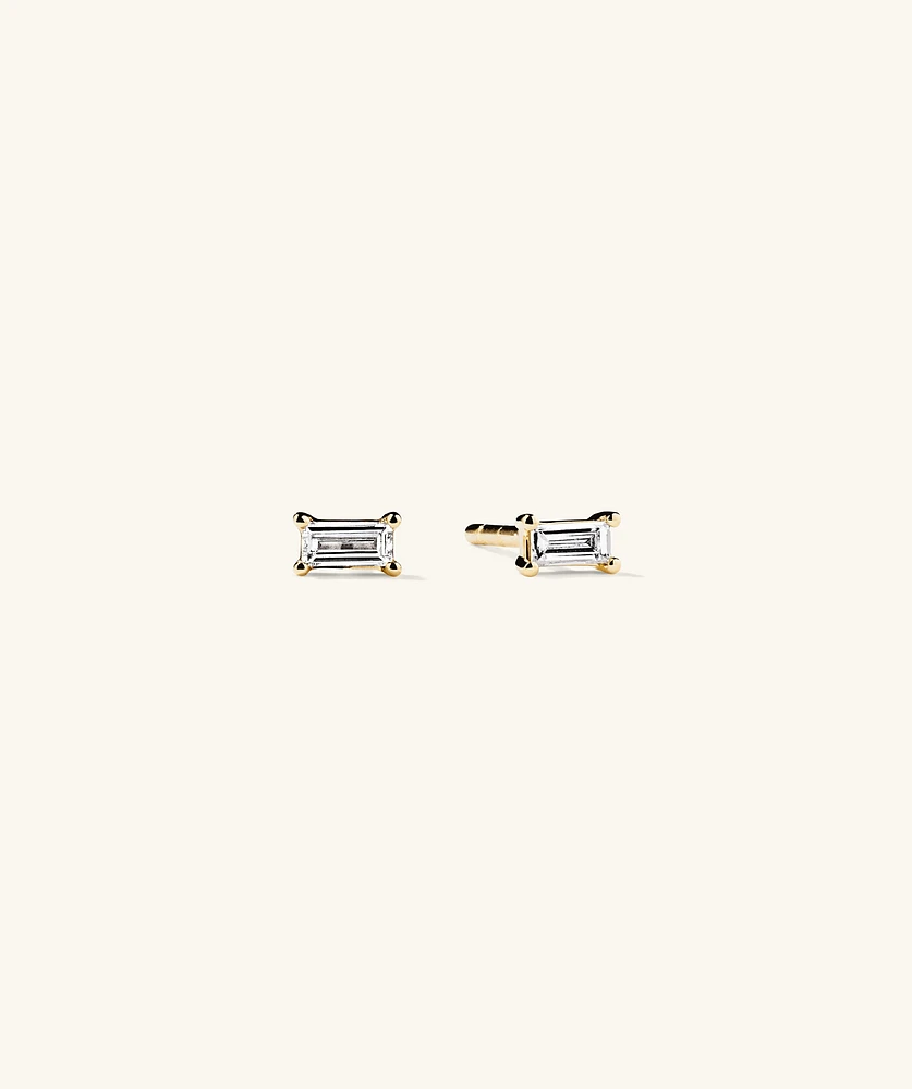 Mini Baguette Diamond Studs