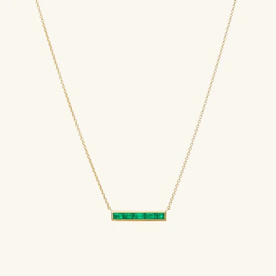 Baguette Emerald Bar Necklace