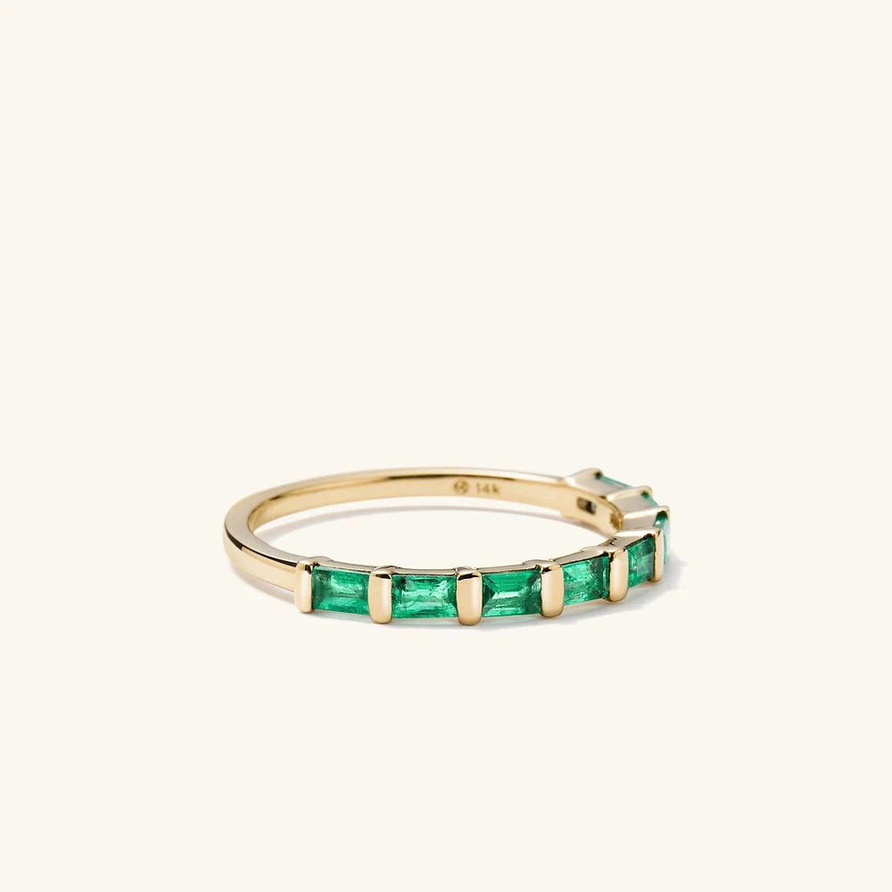 Baguette Emerald Half Eternity Band