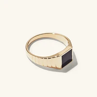 Black Onyx Square Signet Ring