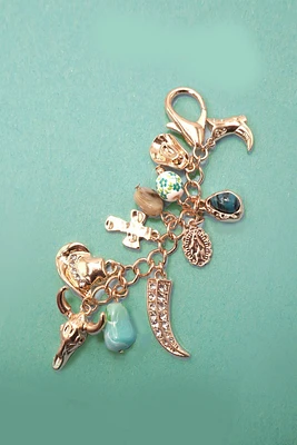 Purse Charm, Bag Charm Western Porcelain Cross Boot Cowboy Hat