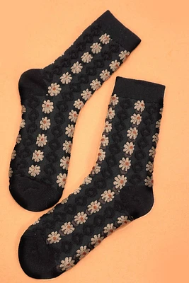 Floral Socks Daisy Textured Casual Women