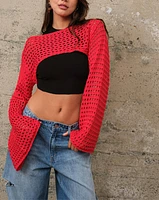 Red Knit Shrug Sweater