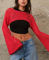 Red Knit Shrug Sweater
