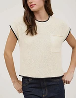 Sweater Top Short Sleeve With Contrast Trim