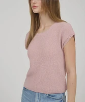 Dusty Pink Short Sleeve Top With Sheer Back Bow