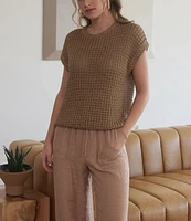 Crochet Top Short Sleeve BatWing Summer Sweater