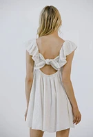 White Baby Doll Dress Floral With Bow - Perfect For Graduation