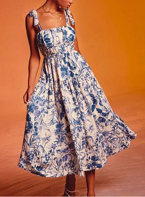 Porcelain Blue Dress - Perfect Flowing Spring Summer Dress - Wedding Guest Dress LAST ONE!