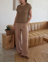 Crochet Top Short Sleeve BatWing Summer Sweater