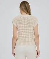 Crochet Top Short Sleeve BatWing Summer Sweater