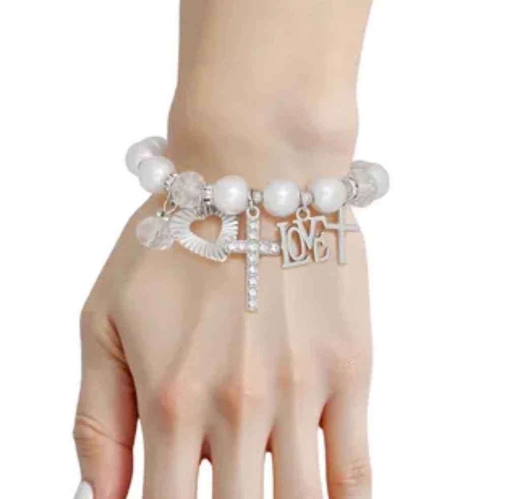Pearl Charm Bracelets Grace & Glam Bead Religious