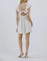 White Baby Doll Dress Floral With Bow - Perfect For Graduation