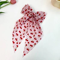 Bow Hair Clips Pink Cherry Bow Ribbon