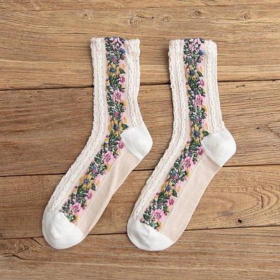 Floral Socks Rufia - Vintage Socks Floral Print Summer