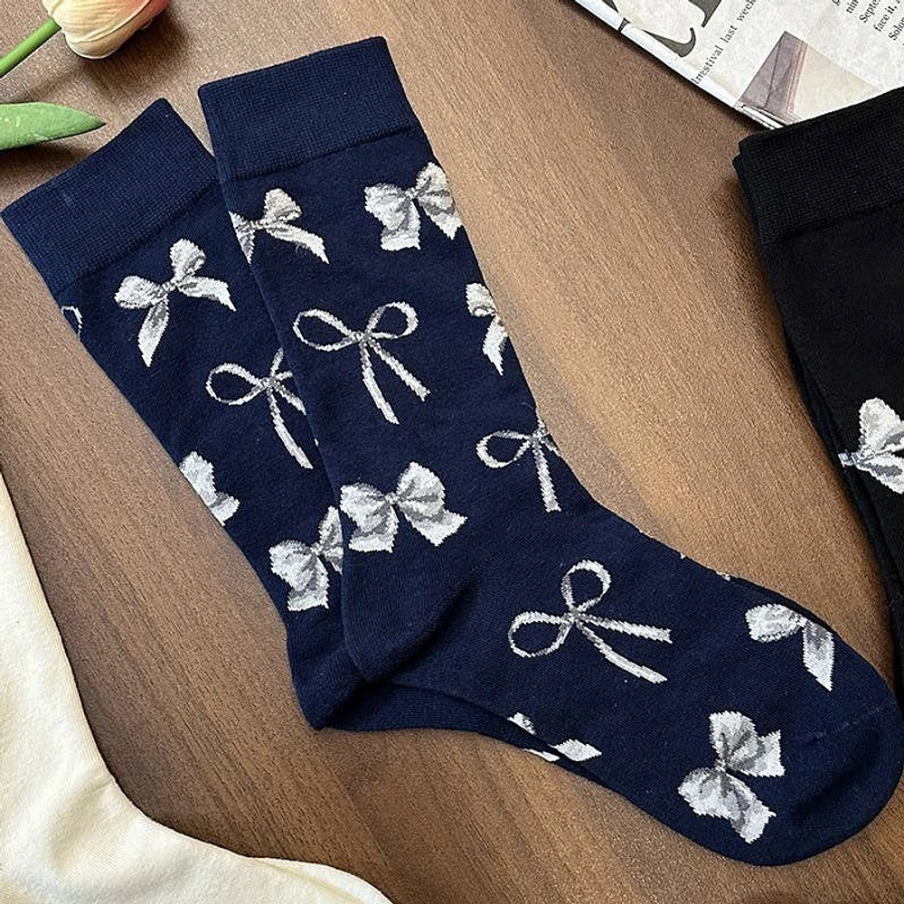 Bow Socks Mid Calf Length