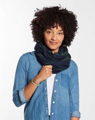 Woven Infinity Scarf - Green Plaid