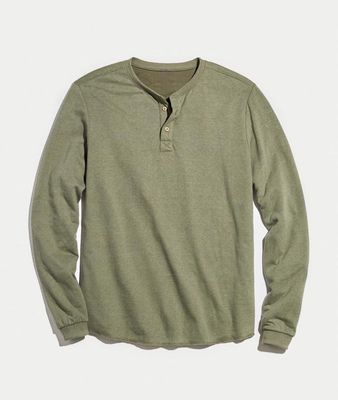 Double Knit Henley Admiral Green