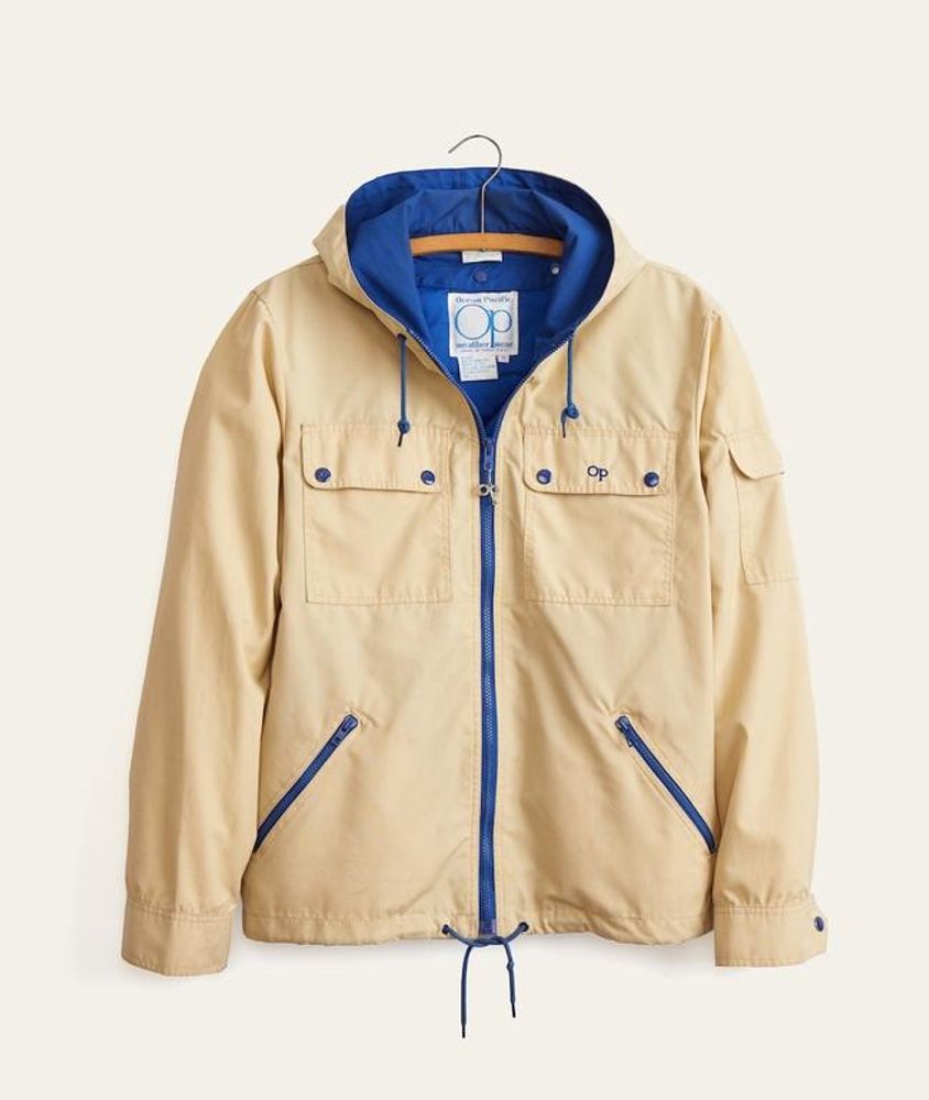 OP Zip Front Cotton Windbreaker in Khaki